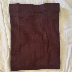 Meshki Ribbed Pencil Skirt in Chocolate Brown - M